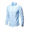 Camisa blanca de manga larga para hombre, estilo coreano, ajustada, informal, para trabajo profesional, sin planchado