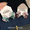 ¡Colores ricos y vibrantes! Pendientes de flor de circonita cúbica de colores, pendientes de estilo corte vintage, pendientes de alta gama transfronterizos europeos y americanos para mujer