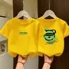 Camiseta de Manga Corta de Algodón Puro para Niños Verano Nuevo Estilo Infantil Dibujos Animados Atractivo Media Manga Versátil Cuello Redondo