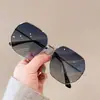 Nuevas Gafas de Sol Polarizadas de Moda Callejera para Mujer 2022, Celebridad Cibernética, Sin Montura, Adorno Metálico en las Patillas, Gafas de Sol para Mujer con Incrustaciones de Diamantes