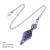 Pêndulo de Cristal Transfronteiriço com Pedra Triturada e Resina, Cor Cobre Vermelho Antigo, Cone Hexagonal de Ponta Única, Acessório de Yoga Meditação, Pêndulo de Frequência Ajustável