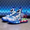 Tênis de Malha Respirável Novos de Verão 2025 para Crianças Sapatos que Acendem para Meninos Tênis Casuais de Corrida Cartoon Campus