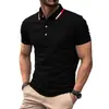 Camisetas Listradas de Manga Curta Europeias e Americanas para Homens, Camisas Baratas Plus Size, Camisas Básicas Slim Fit, Camisas Polo de Negócios, Exportação