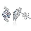 Aretes Originales Aretes de Plata Esterlina S925 Aretes Femeninos Geometría Cuatro Garras Aretes de Diamante Mosan Color D 2 quilates Aretes de Moissanita