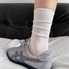Calcetines Coreanos Todo en Uno de Primavera y Verano Calcetines de Algodón Transpirables sin Costuras Planos Calcetines de Color Sólido para Mujer Medias Blancas para Apilar Medias Finas