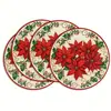 Los manteles individuales navideños más vendidos de Temu, manteles redondos decorados con muñecos de nieve navideños, tapetes de mesa de vinilo impresos no impermeables