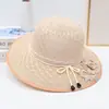 Sombrero de Verano con Ala Ancha para Mujer, Protección Solar, Sombrero de Paja con Lazo, Elegante Sombrero de Paja Transpirable con Ala Ancha para Vacaciones en la Playa