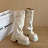 Botas Altas de Otoño e Invierno Botas Largas para Mujer Suela Gruesa de Pantalón Botas de Jinete Moda para Mujer Botas Rad Retro de Dos Vías Estatura Baja