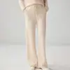 Pantalones rectos de cachemir estilo perezoso con cierre de corbata para mujer, de cintura alta, engrosados, adelgazantes, con acabado de punto drapeado, pantalones casuales de moda para usar sobre otras prendas.