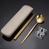 Cuchillo, tenedor y cuchara de acero inoxidable transfronterizos, vajilla portuguesa para estudiantes, traje portátil para exteriores, palillos, cuchara y tenedor, juego de tres piezas