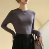 Ropa interior de Modal para Mujer, Cuello Redondo, Hombro Derecho, para Otoño e Invierno, Color Puro de Alta Gama, Simple y Versátil, Top Camiseta de Base Estilo Occidental