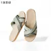 Pantuflas de lino para mujer, de tela de lino para verano, primavera y otoño, para el hogar, interiores, para pareja, suela gruesa, antideslizantes, absorbentes de sudor, para hombre