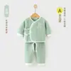 Roupas para Bebê Recém-Nascido Conjunto de Roupa Íntima Quente Dividida Estilo Outono e Inverno Bebê de 0-3 Meses Top com Amarração Estilo Monge