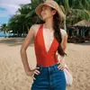 Nuevo traje de baño de una pieza para mujer que cubre el abdomen adelgazante color liso Simple Sexy conservador push up para pecho pequeño traje de baño para aguas termales