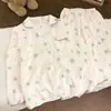 Pijama de Algodón Nube para Mujer, Primavera y Otoño, Rayas Dulces de Dibujos Animados, Manga Larga y Pantalón Largo, Conjunto Holgado para Estar en Casa, Se Puede Usar al Aire Libre