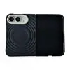Funda magnética para teléfono con patrón de ondas, color sólido, compatible con Apple 18DUO, iPhone Duo, con cordón, a prueba de caídas y elegante