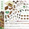 Adesivos de Cenário da Pousada da Floresta de Bambu, Cena em Miniatura, Casa de Chá com Pátio Estilo Chinês, Cabana 3D Estilo Antigo, Adesivos Divertidos para Alívio do Estresse