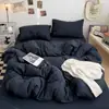 Conjunto de Cama de Quatro Peças Liso Casual Cobertor de Colcha Peça Única Roupa de Cama Dormitório Estudantil Cama Individual Conjunto de Lençol com Elástico de Três Peças