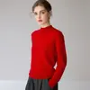 Suéter clássico de cashmere com gola alta média para outono e inverno para mulheres, novo modelo 2026, macio e amigável à pele, quente e macio, top básico liso