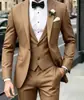 Traje Formal de Negocios para Hombre Tres Piezas Corte Slim Fit Solapa Bloque de Color Traje de Alta Gama para Fiestas y Banquetes