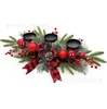 Portavelas Navideño Más Vendido Transfronterizo de E-Commerce de 70 cm con Superficie Afelpada y Diseño de Agujas de Pino para Centros de Mesa de Comedor y Chimenea