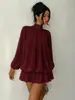 Comércio Exterior Europeu e Americano Roupas Femininas Transfronteiriças Manga Longa Vestido de Outono e Inverno Versátil Moda Emagrecedor Cor Sólida Saia Curta Pronta Entrega Vestido