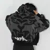Otoño e Invierno Estilo Europeo y Americano Patrón Estampado Letras Holgado Moderno Calle Hip-Hop Cárdigan Cremallera Sudadera con Capucha