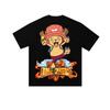 Camiseta de manga corta oversize de dibujos animados japoneses Qiao Ba moda americana de Hong Kong talla grande para hombres gordos holgada de media manga verano