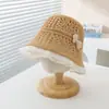 Chapéu de Palha com Recortes Moda Ins Chapéu de Pescador Japonês e Coreano para Crianças Chapéu de Sol Respirável de Verão Proteção Solar Chapéu de Sol Transfronteiriço