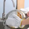 Guantes para Lavar Platos, Limpieza de Cocina, Lavado de Platos, Lavado de Ollas, Guantes para Lavar Platos con Hilo de Plata, Impermeables, Aislantes de Calor, Anti-quemaduras, Herramienta de Descontaminación