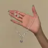 Brincos de Tarraxa com Strass Gota de Água Colar Moda Luxo Leve Pingente Corrente para Clavícula Celebridade da Internet Colar com Toque de Luxo Zircônia Brilhante