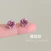 Pendientes de Rosa Seca Morada para Mujer Blancos Elegantes Exquisitos Pendientes de Rosca Libres para Dormir Pendientes de Nicho Avanzados