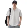 Camisa tipo polo de hombre Xintang con cremallera, manga corta para hombre, estilo retro japonés nuevo de verano 2026 con mangas tres cuartos