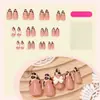 Uñas Almendradas Portátiles Estilo Ins Venta Caliente Transfronteriza Estampado de Leopardo Borde Francés Uñas Postizas Portátiles Uñas de Manicura de Alta Calidad