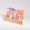 Pingente oco de pérola estilo chinês tradicional, ímã de geladeira de metal, relevo em resina da Torre do Grou Amarelo, adesivo magnético, souvenir cultural e criativo com tema de viagem