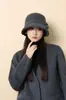 Nuevo Sombrero de Pescador de Lana con Ala Enrollada y Lazo Estilo Japonés para Mujer, Versión Coreana, Sombrero de Cubo Fedora Cálido de Lana de Lujo Ligero para Otoño e Invierno