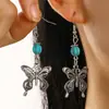 Collar Europeo y Americano con Costuras de Turquesa Aretes de Amor Retro Traje de Joyería Collar Joyería Bohemia Transfronteriza