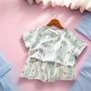 Traje de Manga Corta para Niños y Niñas, Cárdigan de Verano con Shorts, Algodón Nube para Bebé, Dibujos Animados de Dos Piezas para Estar en Casa, Ropa de Verano