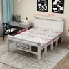 Cama plegable para uso doméstico, cama doble con estructura de hierro y colchón, cama sencilla para viviendas de alquiler, cama de tablero duro, cama para siesta en la oficina, cama individual