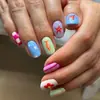 Uñas Postizas Frescas Estilo Playa Macarrón Mezcla Multicolor Combinable Diseño de Estrella de Mar Pez Pequeño Flor Manicura Uñas Postizas Venta al por Mayor