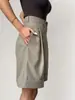 Shorts Cinquepunti Transfronteiriços Estilo Europeu e Americano Verão 2026 Novo Feminino Estilo Americano Elegante Emagrecedor Cintura Alta Versátil Barra Dobrada Shorts Retos