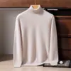 Suéter de Cachemira 100% Puro para Hombre con Cuello Alto, Engrosado para Otoño e Invierno, Cálido, Color Sólido Sencillo, Camisa Base Versátil para Negocios