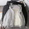 Suéter Estilo Hong Kong Otoño e Invierno Cardigan con Capucha para Hombre Chaqueta de Forro Polar Moda Coreana para Estudiantes Ropa Deportiva Holgada para Clase Ropa de Comercio Exterior