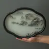 Caixa de Armazenamento de Chá Sala de Jantar Sala de Estar Bandeja de Chá para Mesa Bandeja de Lanches Dim Sum Prateleira de Armazenamento de Madeira Novo Chinês Bandeja de Vidro