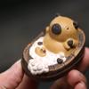 Mascota de Té de Arcilla Púrpura Yixing Animal Capibara Curativo Lindo y Adorable Tina de Baño para Capibara Pequeño Adorno Decoración de Escritorio