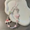 Niña de Dibujos Animados Rosa con Cuentas Gatito Gato Sanrio Pintada a Mano Linda Cadena para Colgar en Teléfono Móvil Cadena para Colgar Cuerda de Cámara Anti-Pérdida Ccd