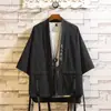 Bata Estilo Japonés Talla Grande Verano Nueva Llegada Manga Siete Cinta Bordada Holgada Hip-Hop Moderna Camisa de Manga Corta para Hombre