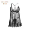Feimu 7767 Lencería Sexy de Encaje con Tirantes y Escote Profundo, Transparente que Muestra el Trasero, Sin Quitarse, Ropa de Dormir Sexy al por Mayor
