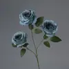 Flores Artificiais, Rosa Anna de Três Cabeças, Arranjo de Flores para Chão de Salão de Casamento, Decoração de Casa, Flores Artificiais, Atacado do Fabricante, Flores de Seda para Hotel