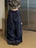 Pantalones Cargo Anchos Sueltos de Estilo Americano de Moda con Cordón y Múltiples Bolsillos para Mujer con Cintura Elástica, Pantalones Casuales con Sentido del Diseño